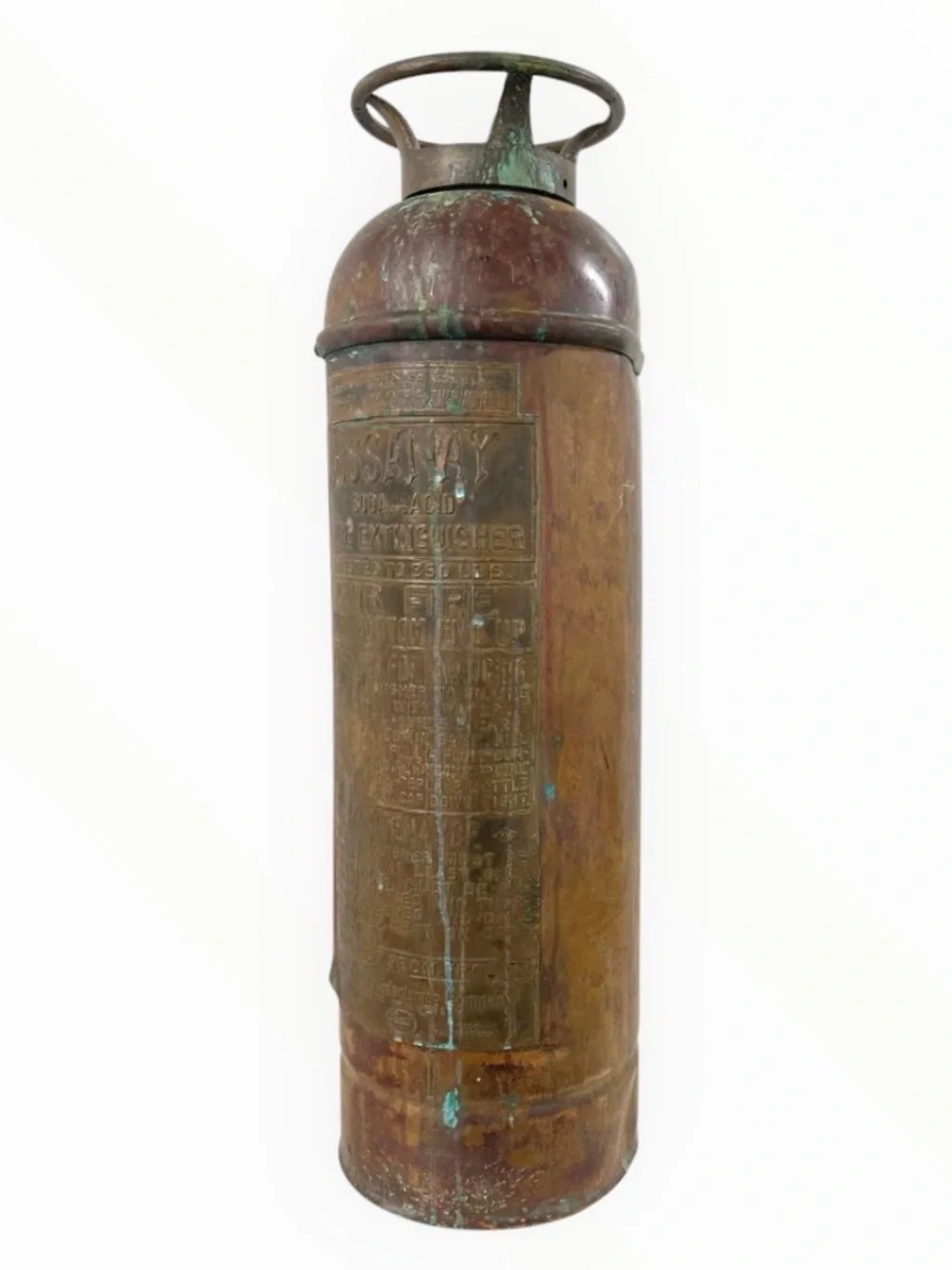 Antique Essanay Copper Soda Acid Fire Extinguisher Pyrene c1930-1935 2.5 Gal